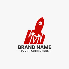 rocket launched logo design template, fast transportation icon.