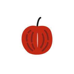 Red apple fruit icon vector, 2D trendy illustration.