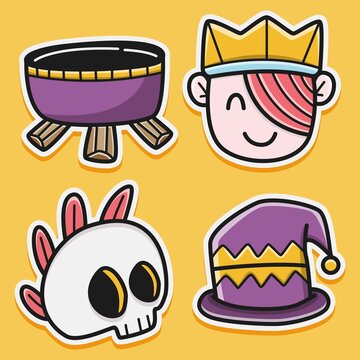 hand drawn halloween doodle cartoon sticker design