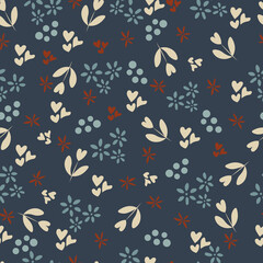 Seamless Vector hand drawn flower pattern. Floral background