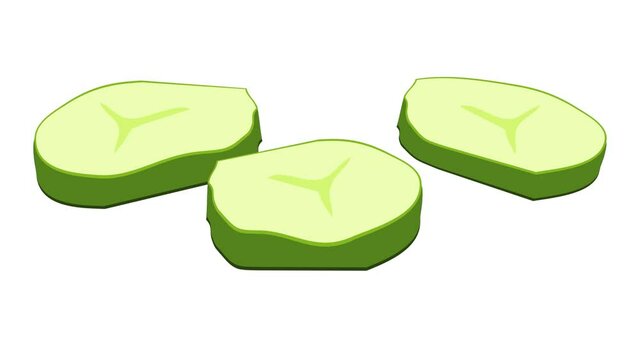 Cutted burger cucumber icon animation