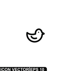 Simple Icon Duck Toys Vector Illustration Design. Outline Style, Black Solid Color.