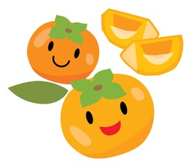 2つの可愛い柿のキャラクター