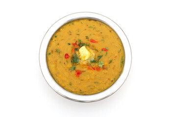 Indian food in brass bowl