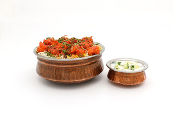 Indian food in brass bowl