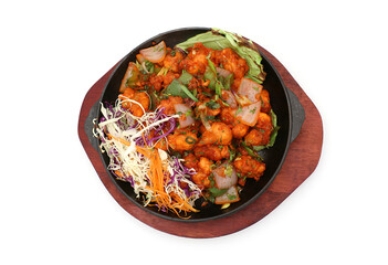 Indian food in brass bowl