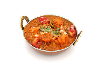 Indian food in brass bowl