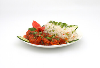 Indian food in brass bowl