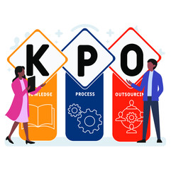Flat design with people. KPO - Knowledge Process Outsourcing acronym, business concept background.   Vector illustration for website banner, marketing materials, business presentation, online