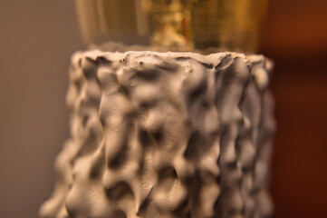 Macro shot of wax candelabra