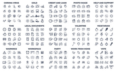 240 modern thin line icons. High quality pictograms. Linear icons set of Vaccine, valentine, Vegetarian, vote, etc symbol template for graphic and web design collection logo vector illustration