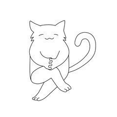 足を組む猫（線画）