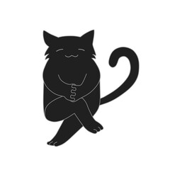 足を組んでいる黒猫