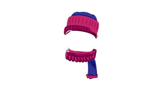 Fashionable hat and scarf icon animation