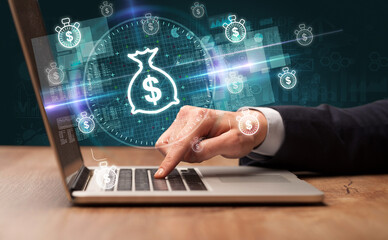 business hand working in stock market