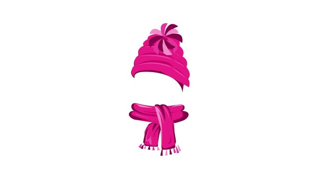 Knitted hat and scarf icon animation