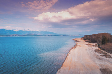 Beautiful lake surrounded by mountains in early spring. Liptov sea, Slovak Republic, Europe