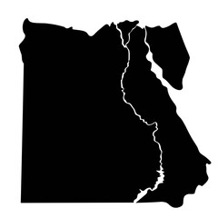 Vector illustration of black silhouette map of Egypt.