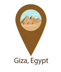 Vector illustration of gps icon. Location icon. Egypt pyramids at Giza.