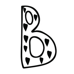  Stylized alphabet - letter B, vector illustration Black hand drawn doodle. Stock illustration.