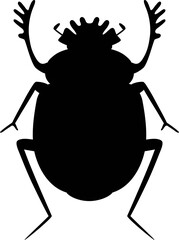 Vector illustration black silhouette of a scarab beetle.
