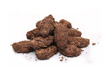 Milk chocolate flaked truffles isolated on white background