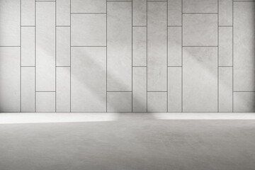 3d render of empty concrete room with shadow on the wall.