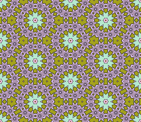 Abstract colorful doodle flower seamless pattern. Floral background. Mosaic, tile of thin line ornament.