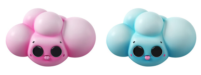 Fototapeta premium Kawaii cloud isolated on white background 3d render