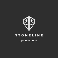 Abstract vector logo Stones  geometric shapes  thin lines. on black background