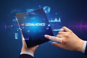 Businessman holding a foldable smartphone, business concept