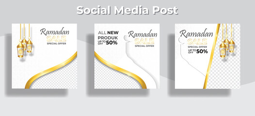 Social Media Post template ramadan sale vector editable