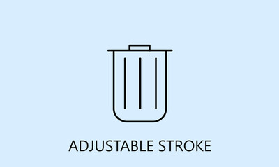 minimalistic trash icon, logo or symbol with fully ajustable strokes