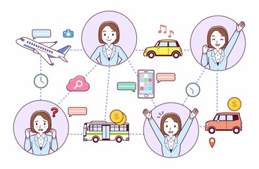 Naklejka premium 旅行とテクノロジー