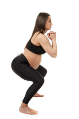 Pregnant woman doing fitness exercises