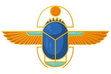 Colorful illustration of the Egyptian scarab. Symbol of the ancient Egyptians.