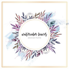 Watercolor leaves frame