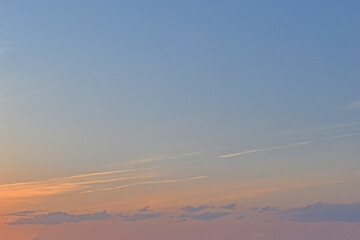 The sky in the evening with clouds and the setting sun