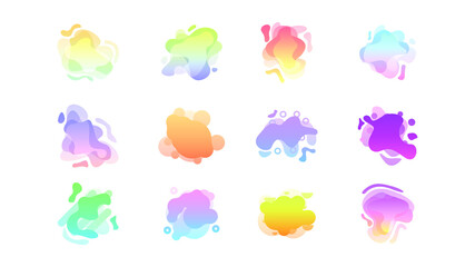 Abstract Set Liquid Color Collection Geometric Shapes Fluid Gradient Dynamic Elements Banner Logo Vector Desgin Style Trendy