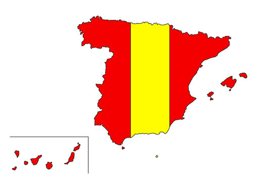 Mapa España Con Color Bandera