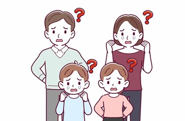 若い夫婦と男の子と女の子