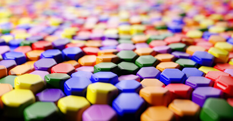 Fototapeta na wymiar Honeycomb pattern in rainbow colors background
