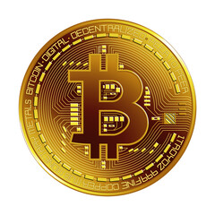 Bitcoin coin isolated on white background. Vector illustration.