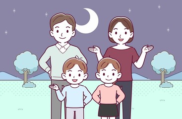 Fototapeta premium 若い夫婦と2人の子供