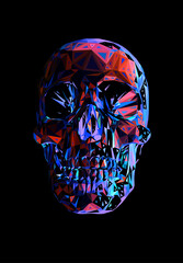 Abstract colorful geometric skull isolated on black BG