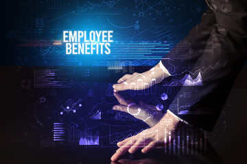 Businessman touching huge screen concept