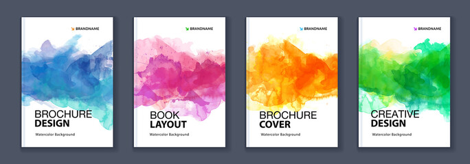 Watercolor A4 booklet colourful cover bundle set with paint splash