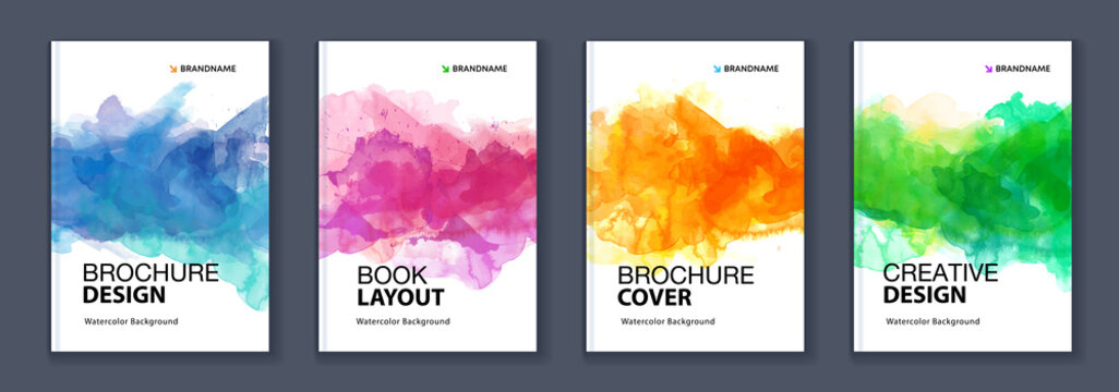 Watercolor A4 booklet colourful cover bundle set with paint splash