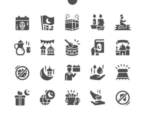 Ramadan Arabic Islamic celebration. Month of the Quran. Arabic tamdourine. Ramadan Mubarak, Ramadan Kareem. Vector Solid Icons. Simple Pictogram