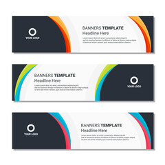 Set of horizontal banner design. editable banner ads white background for corporate and business presentation. social media and web header template 